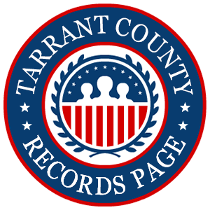 A round red, white, and blue logo with the words 'Tarrant County Records Page' for the state of Texas.